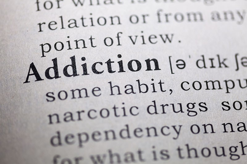 Dictionary definition of the word Addiction.